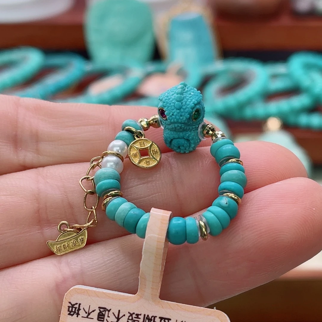 绿松石18K金镶嵌珠宝半成品