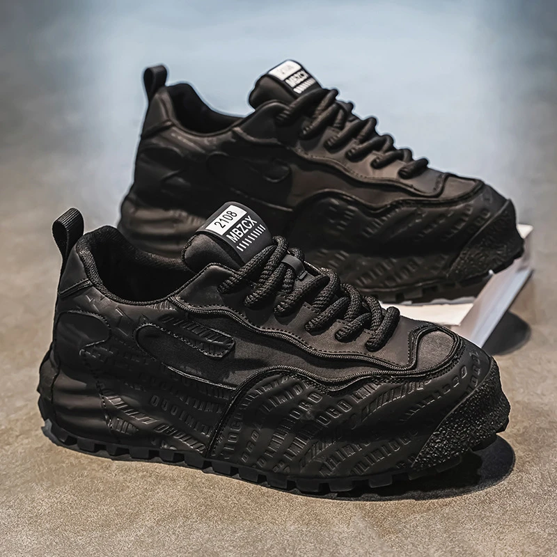 欧洲站男鞋2025春秋季新款皮面包底老爹鞋超软厚底爆款美式潮鞋