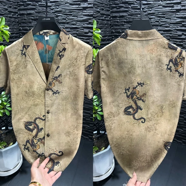 高端欧货时尚薄料西装领衬衫短袖/7062