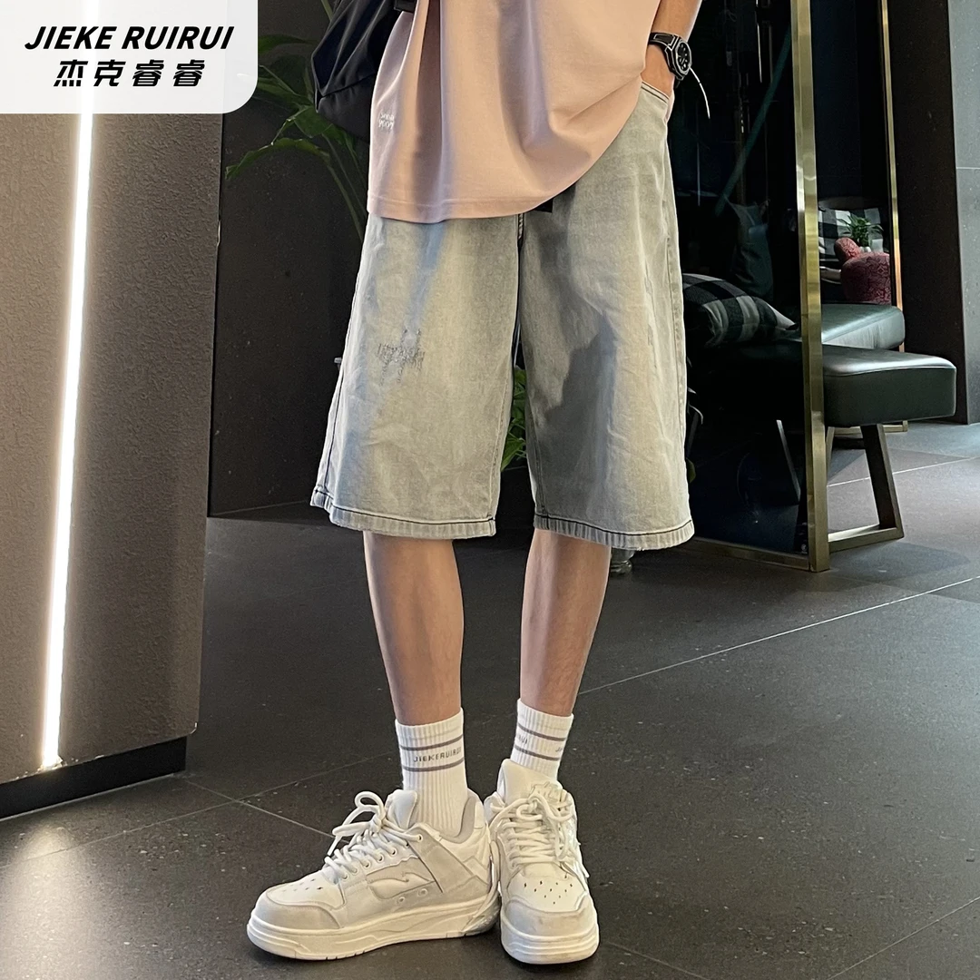 【现货-睿】夏季薄款休闲牛仔短裤大童宽松五分裤牛仔裤杰克睿睿