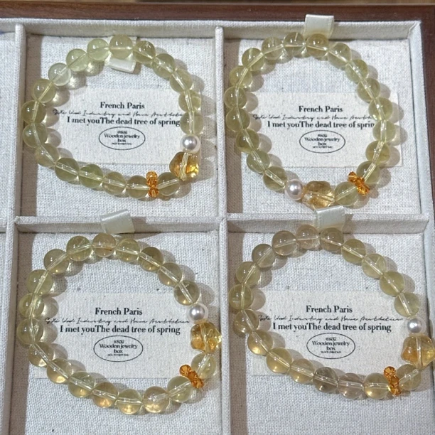 SG3147-［金星］黄水晶简约手串均有色差瑕疵多样发