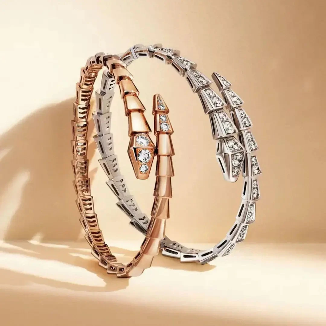 合金手镯 【品牌撤柜】手镯蛇形玫瑰时尚金色镶钻手百搭简约满钻3YY