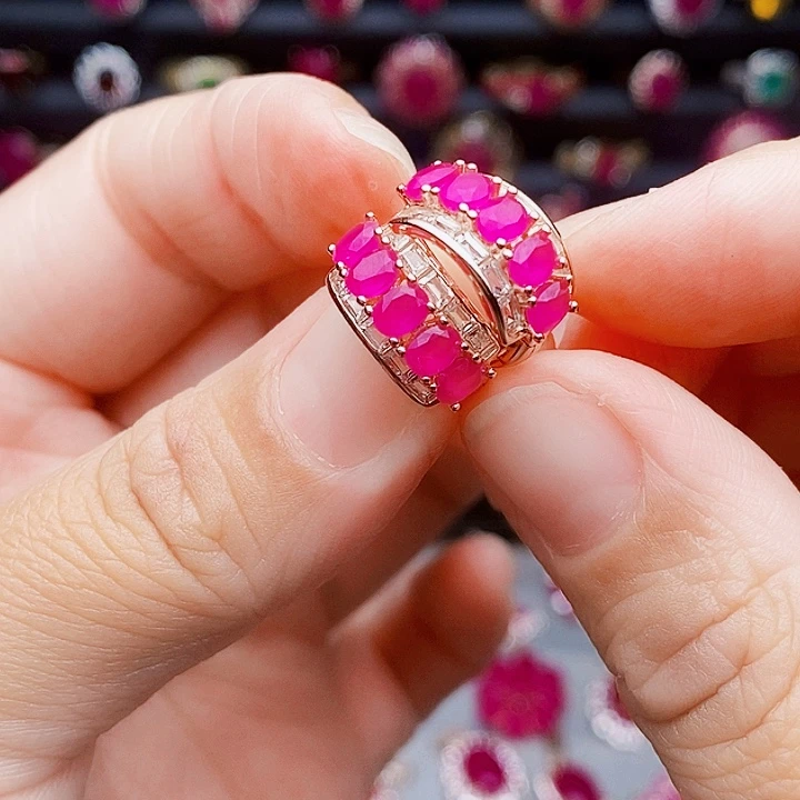 耳饰红宝石银S925镶嵌