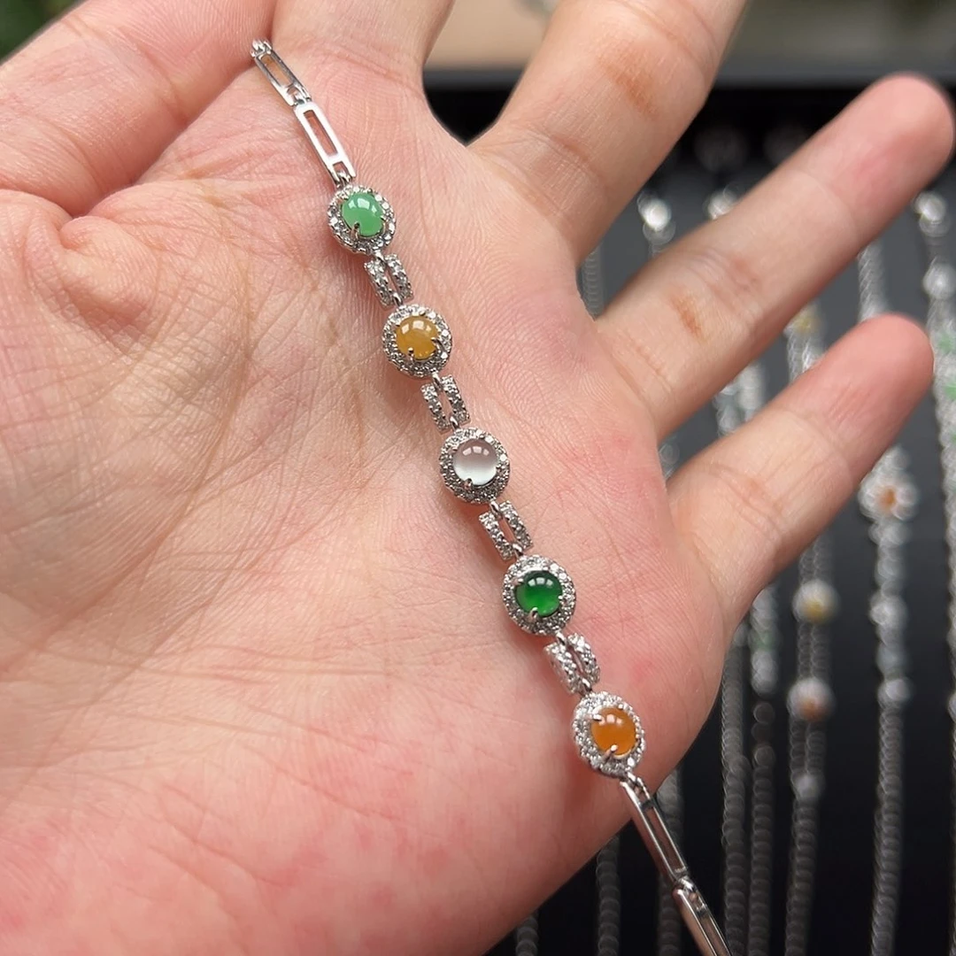 银S925镶嵌手链翡翠