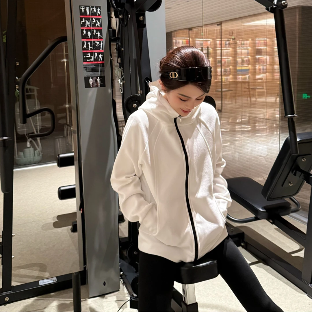 【W H】拉链卫衣黑白色