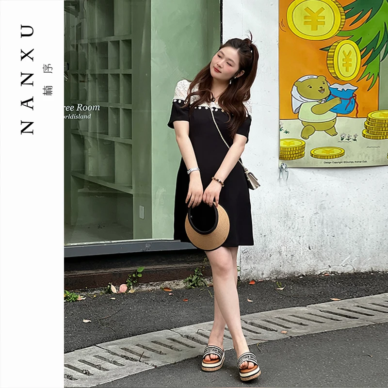 楠序源子微胖女装 蕾丝连衣裙女款爆款2025新款裙子夏季YZ36195