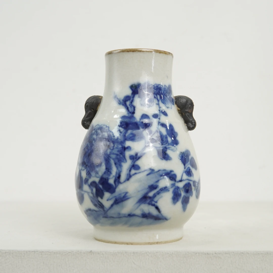 GTH00401哥釉青花一品富贵双象鼻耳尊