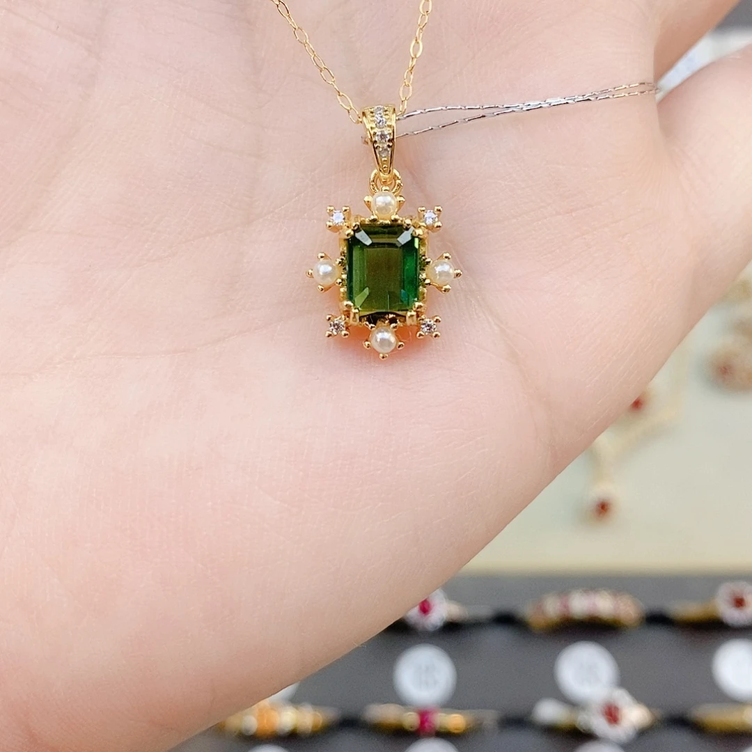 碧玺银S925镶嵌吊坠(赠链)