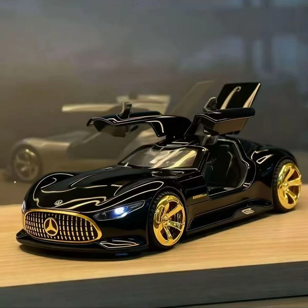 现货1:32比例合金车模奔驰AMG GT跑车汽车模型典藏版带底座精装
