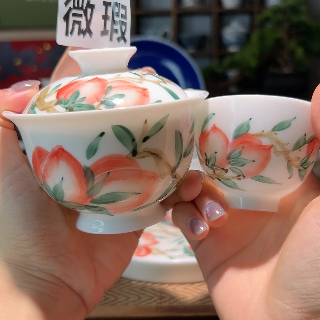 【闪购商品】微瑕 手绘 盖碗
