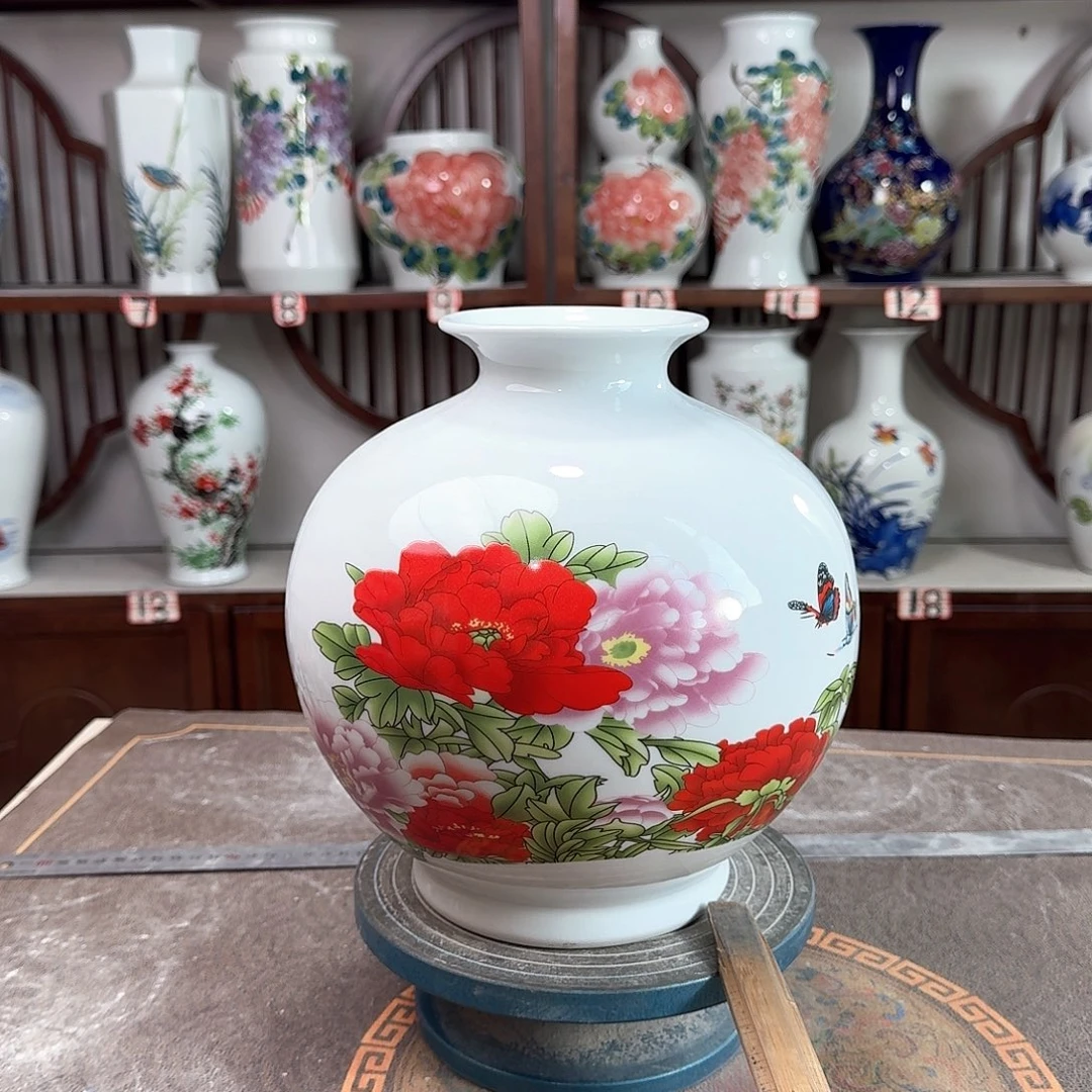 陶摆件景德镇陶瓷石牡丹