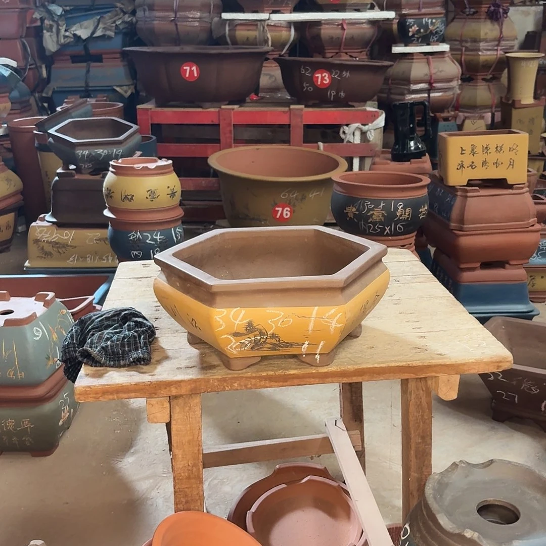 紫砂紫砂花盆六方一个