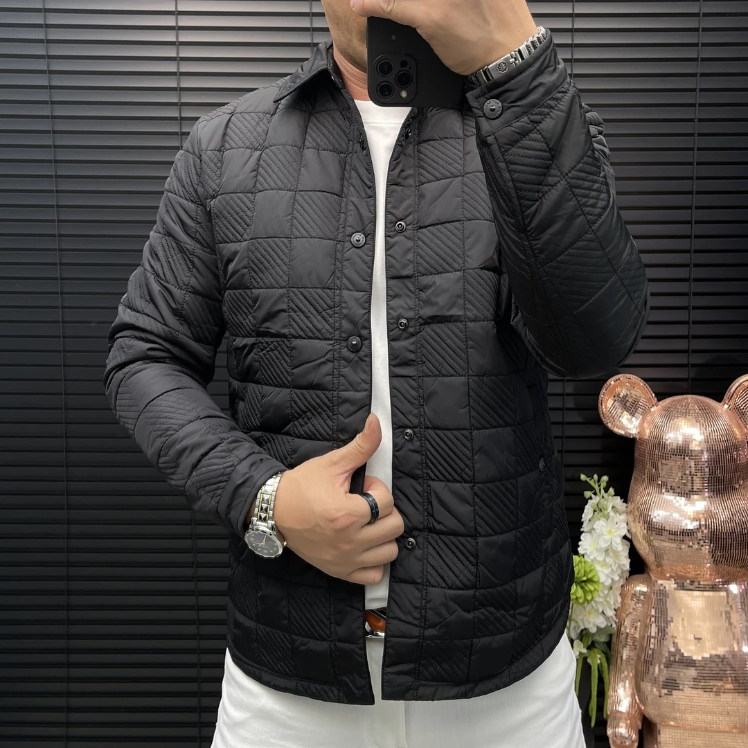 秋冬新品小翻领薄款棉服TB697时尚休闲百搭方格短款修身保暖