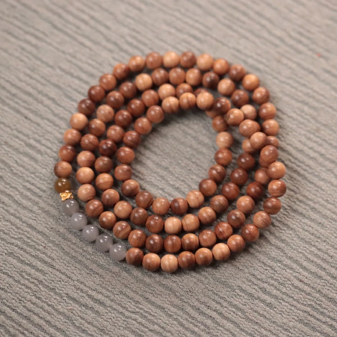 印度老山檀香0.6x108颗横纹多圈【糖玉 烟灰紫】木带宝