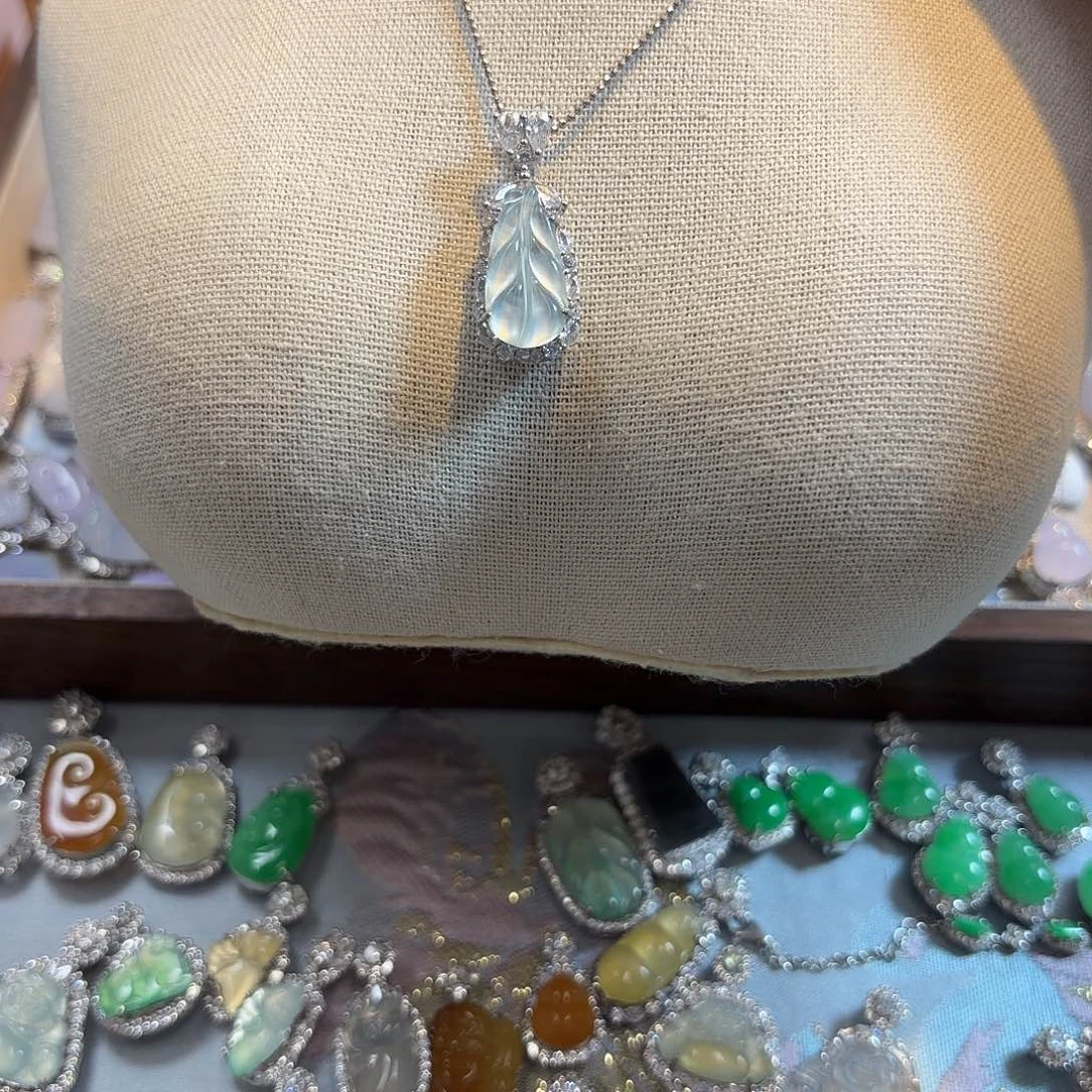 q***秋翡翠银S925镶嵌吊坠(不含链)