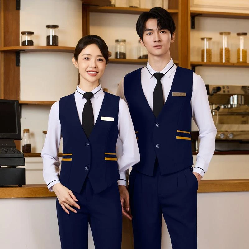 酒吧酒店KTV服务员工作服男女马甲套装长袖台球棋牌餐饮工装制服