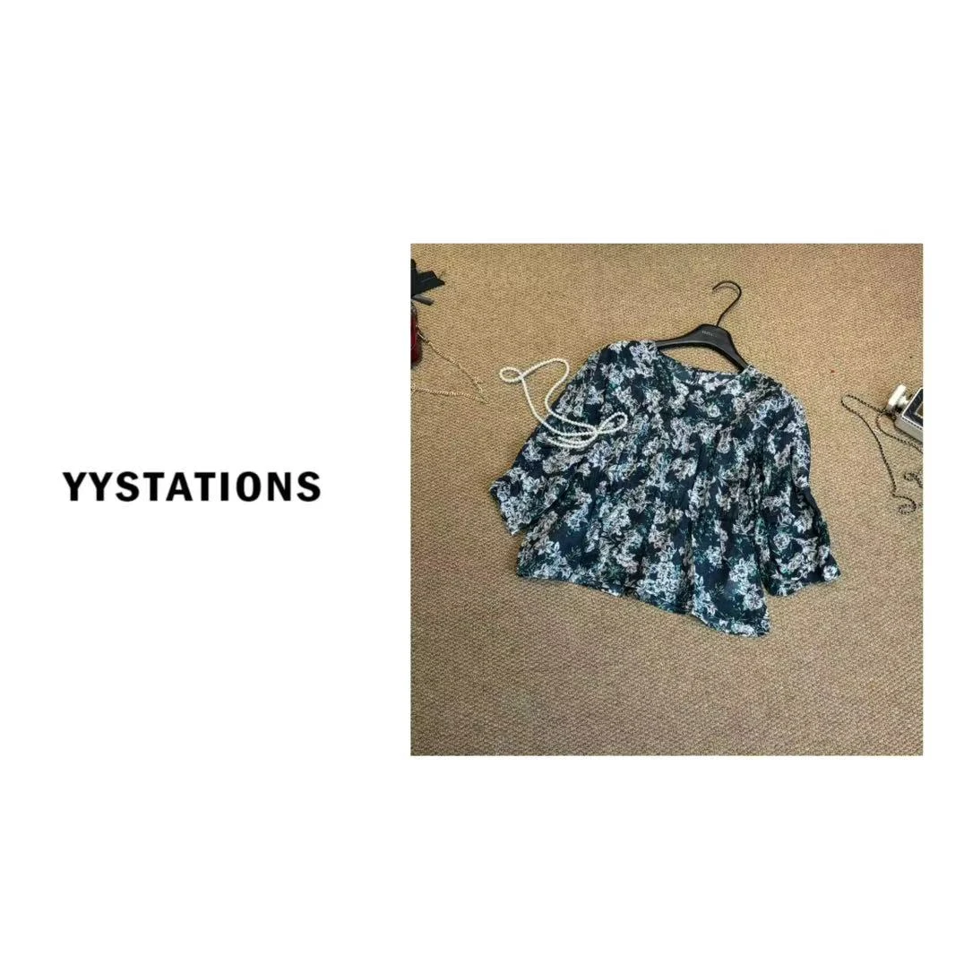 YYSTATIONS 设计感荷叶边长袖衬衫一字肩宽松显瘦百搭上衣潮-809