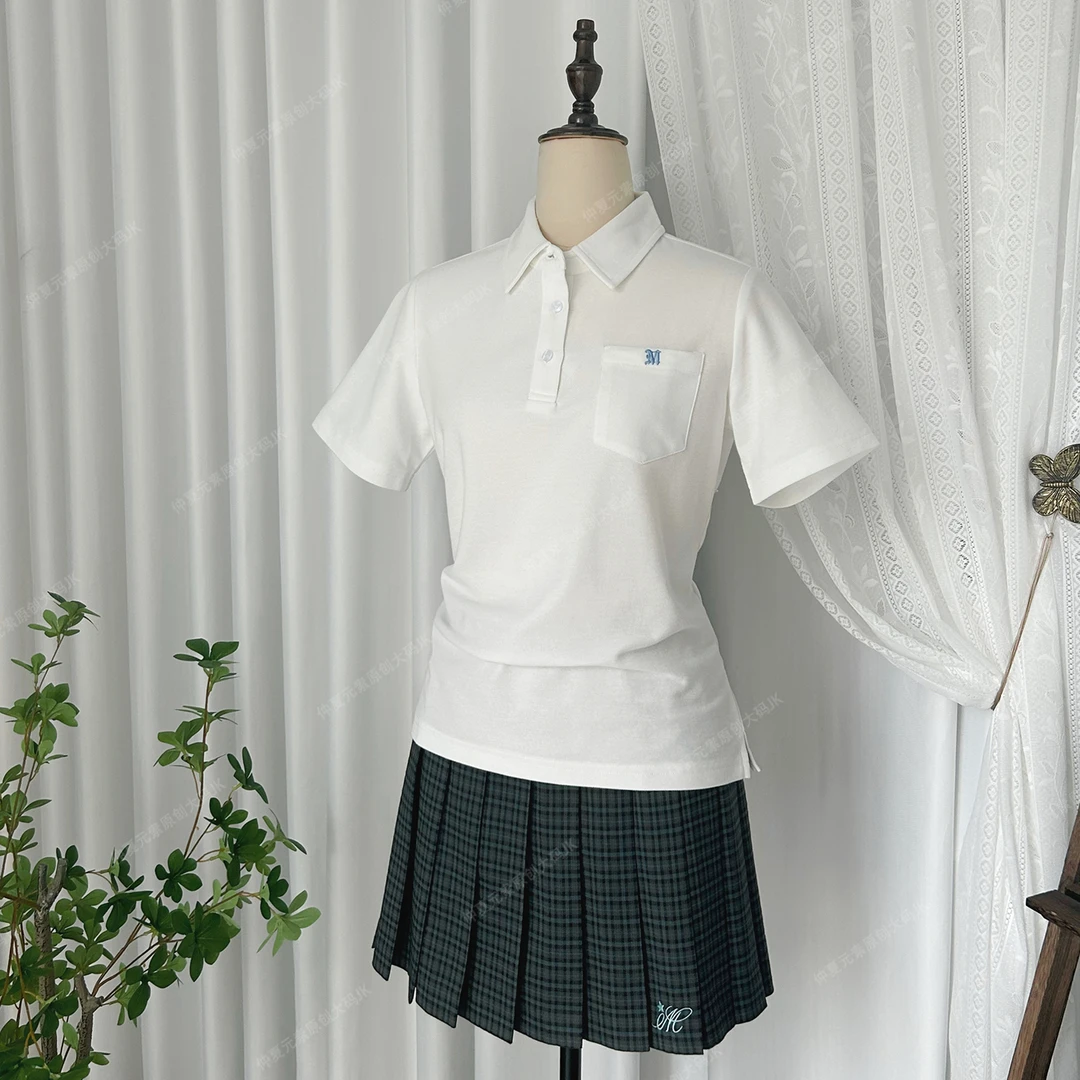 仲夏元素原创jk制服日系学院风校供感短袖POLO衫格裙大码胖mm套装