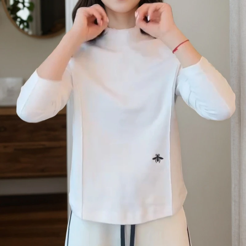 【蜜蜂立领】冬季新款刺绣蜜蜂立领长袖T恤上衣LK2509007