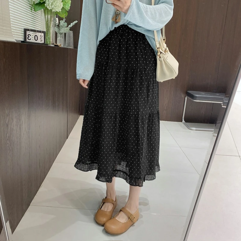 IMFLY金小金自制女装 半身裙DYQ678春夏季显瘦波点中长款A字裙子