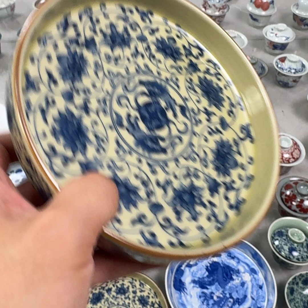 杯二号釉青花缠枝莲大壶承微瑕