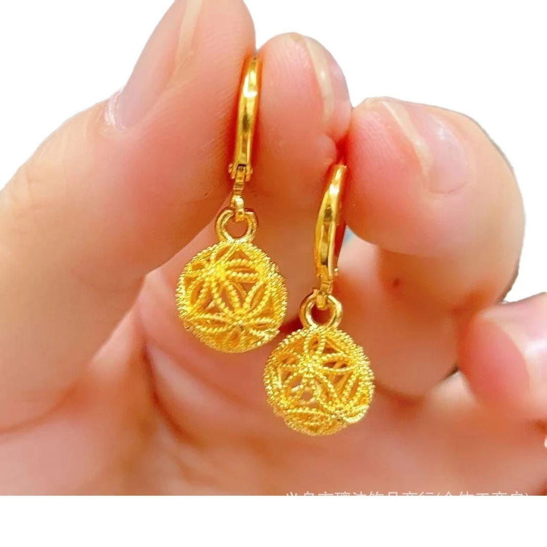 铜合金耳饰 【绣球耳扣款】时尚百搭气质精美女款长款耳环耳钩饰品