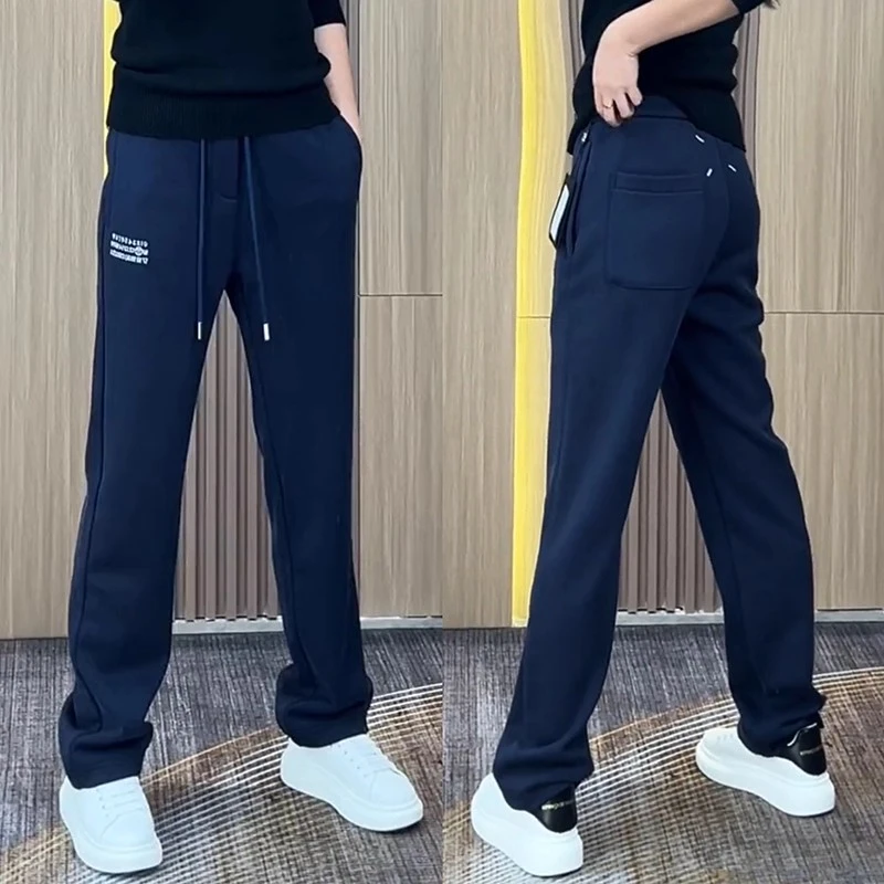 高品质宽松直筒休闲裤男士秋冬季新款时尚显瘦弹力阔腿运动卫裤