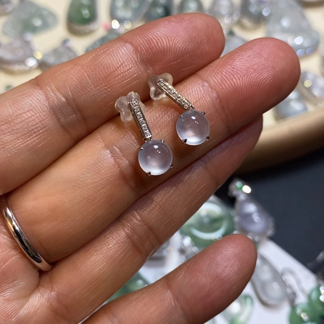 翡翠18K金镶嵌吊坠(不含链)耳饰