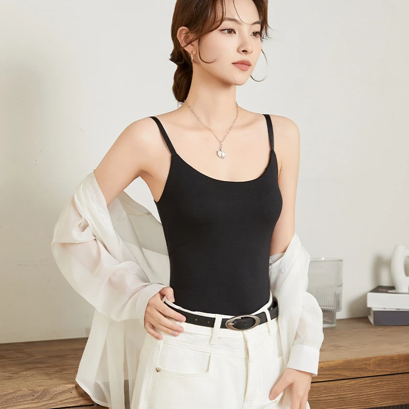 可调节肩带修身吊带背心女带胸垫防晒衣内搭打底免穿内衣吊带背心