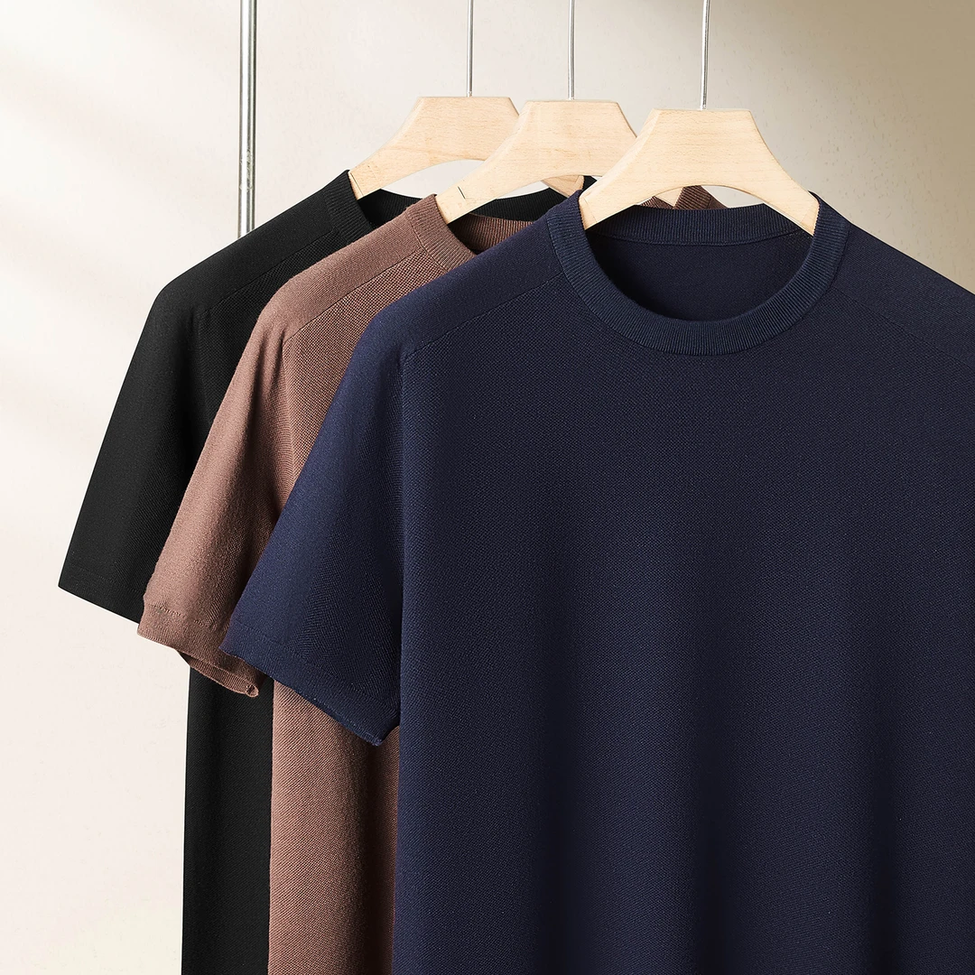 大码圆领毛衣男短袖秋冬宽松纯色打底针织衫加肥加大胖子内搭毛衫