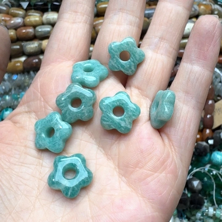 合金玛瑙/玉髓珠宝半成品2颗天河石花花