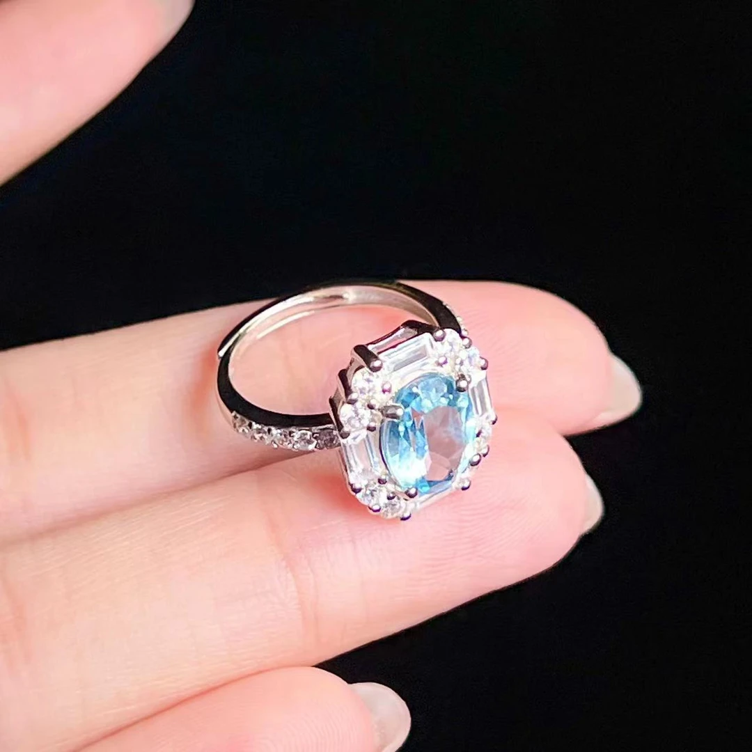 S925银镶天然托帕石戒指- BBY154（9*6.5mm）多样性发一