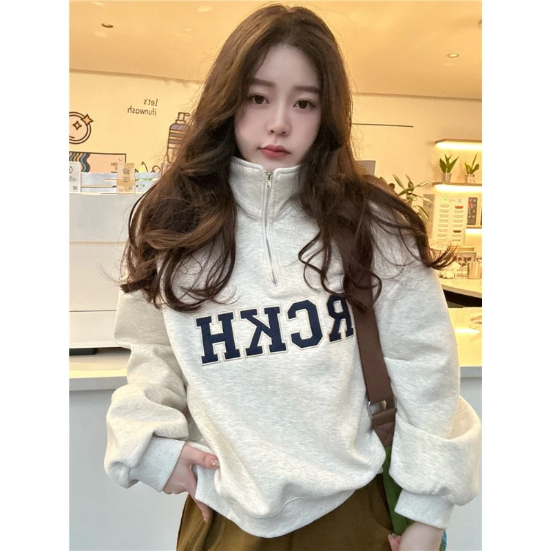 春季长袖拼接冬季短款民族风中长款包袖拉链立领卫衣