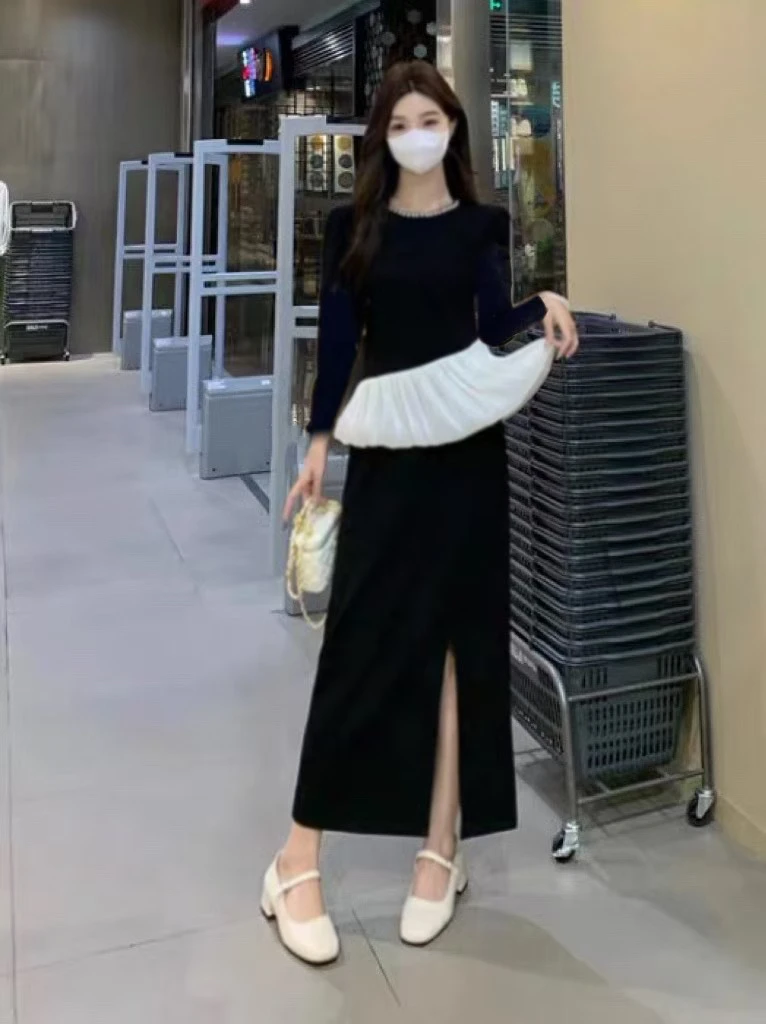 洋气甜美小众财阀千金风长袖上衣高腰秋季套装大码气质公主风套装