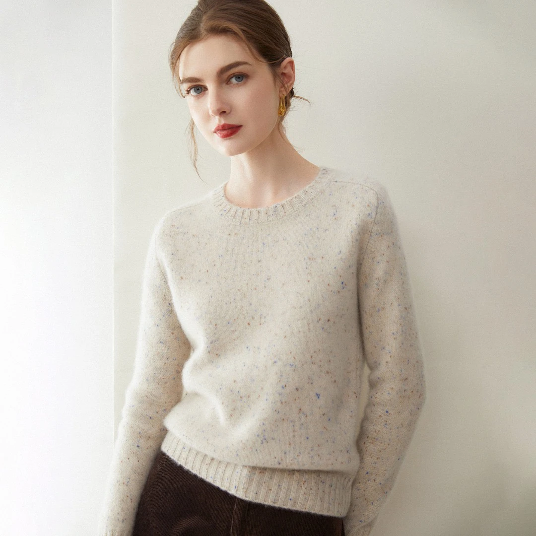 【100%山羊绒】加厚圆领软糯纯色宽松休闲百搭针织秋冬打底衫