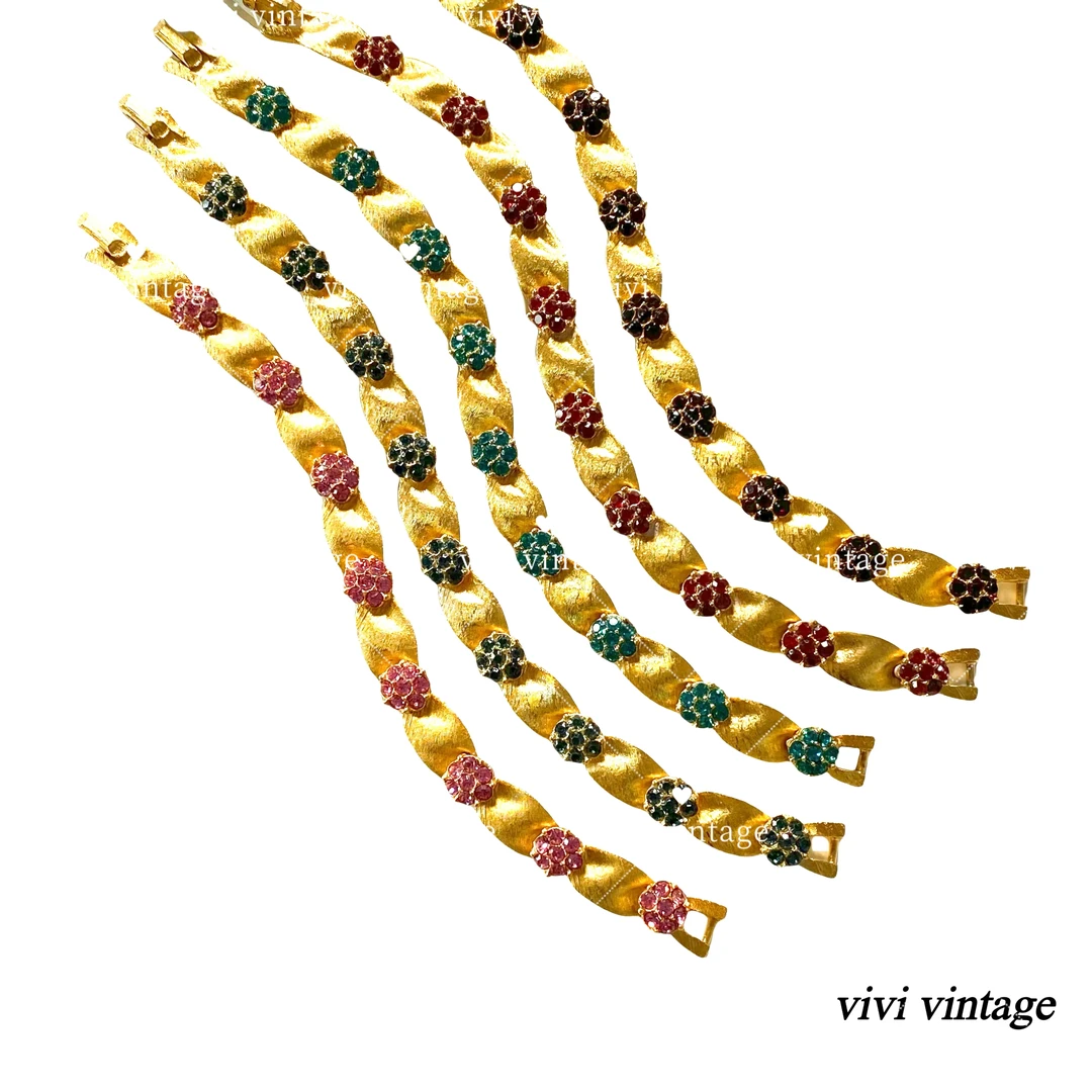 合金仿水晶手链 vivi vintage Trifari翠法丽生日缎带手链11926