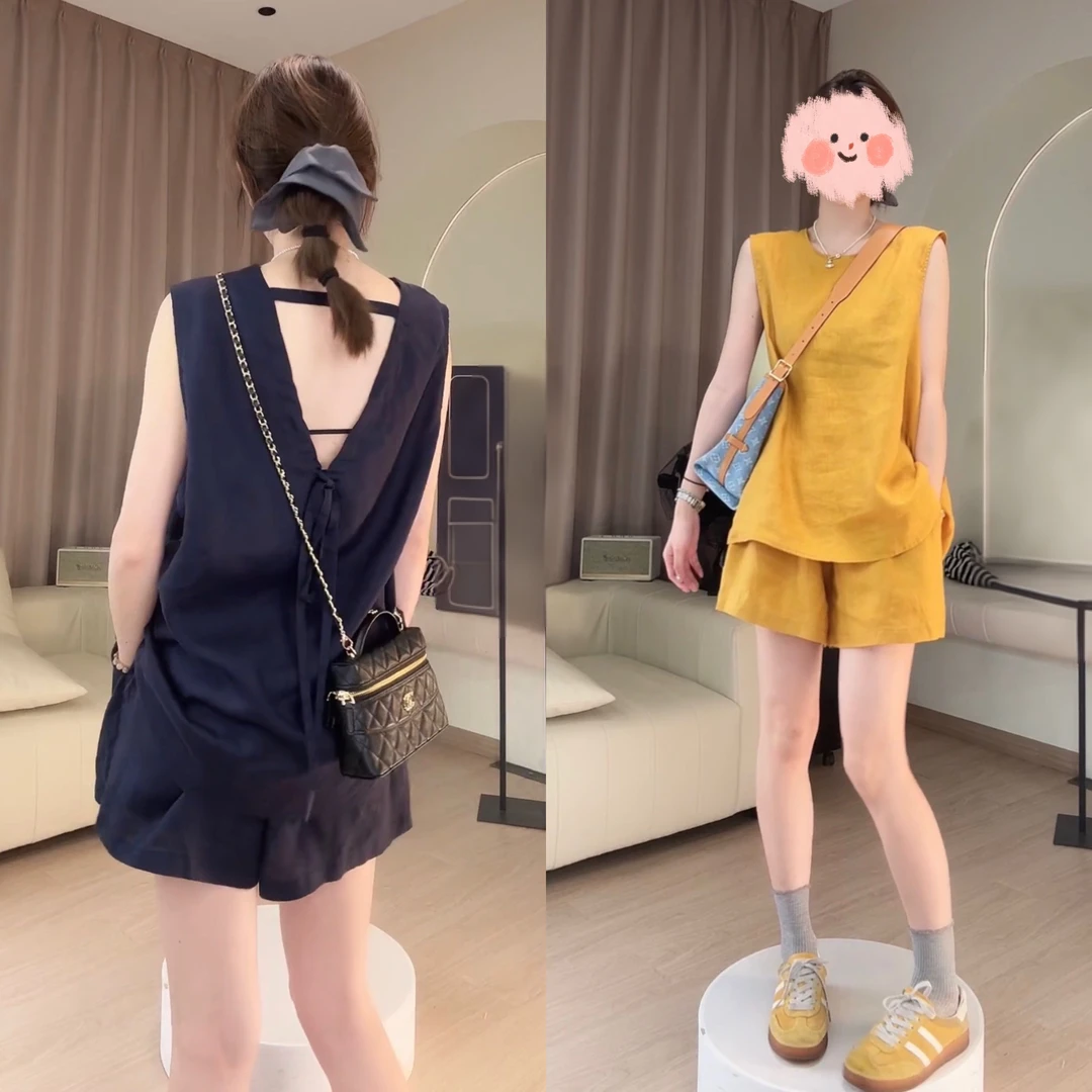 夏季新款韩系休闲百搭显瘦舒适时尚设计感两件套