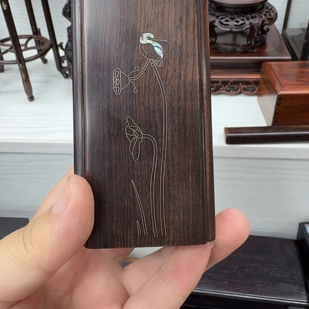 木紫光檀正方笔筒