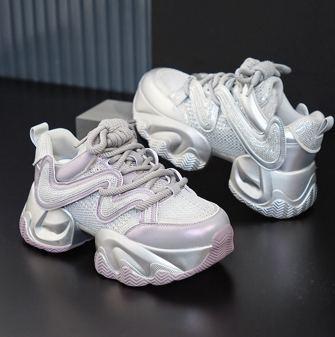 老爹鞋女2025春夏新款厚底小个子增高百搭轻便网面透气运动休闲鞋