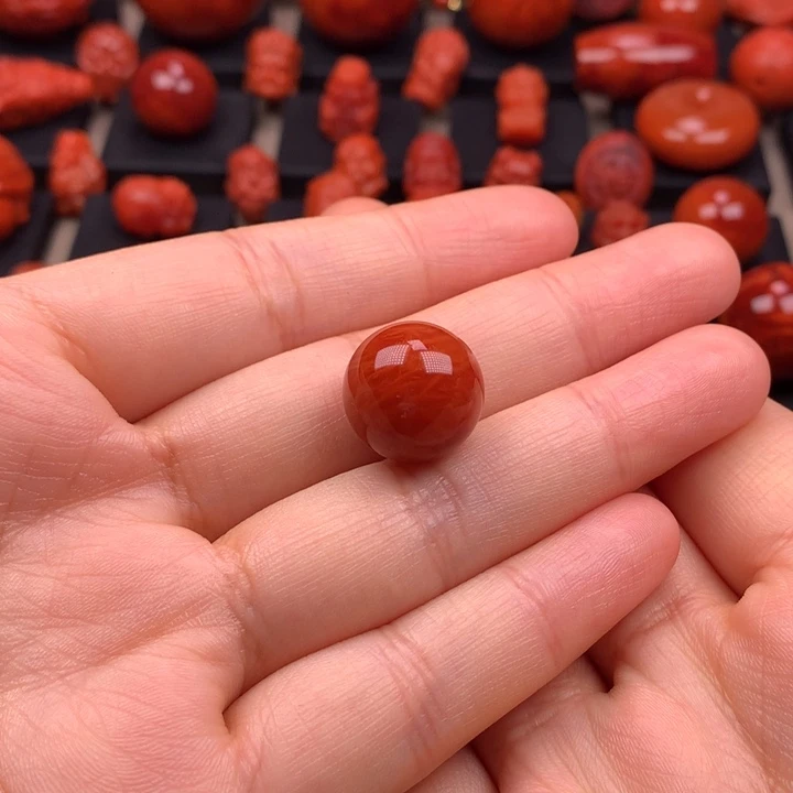 南红玛瑙未镶嵌火焰纹圆珠单珠15MM