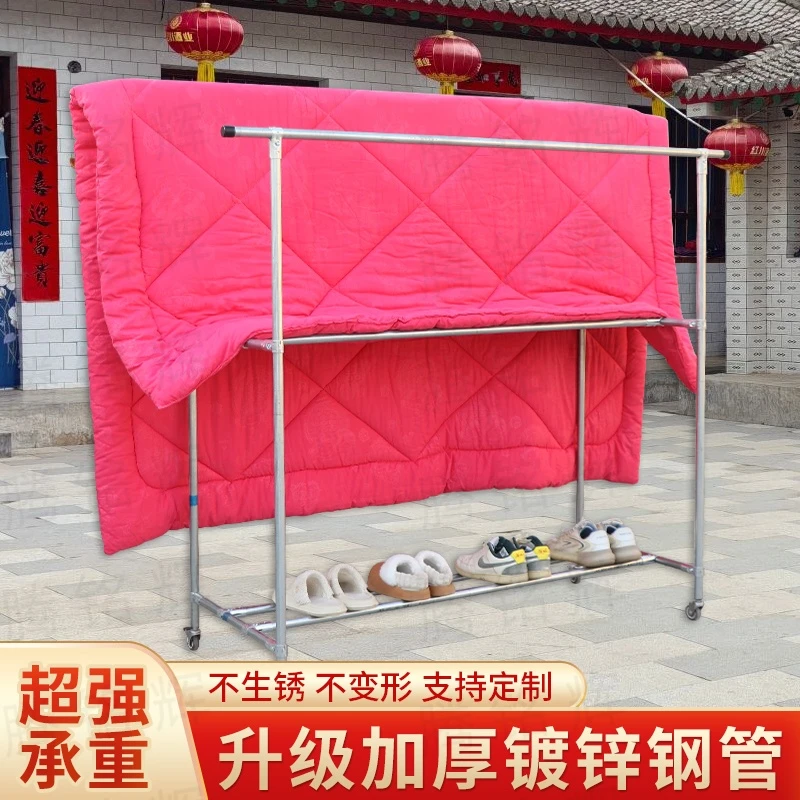 镀锌防锈双杆式晾衣架衣服架水管户外挂衣架晾衣杆阳台晒被子