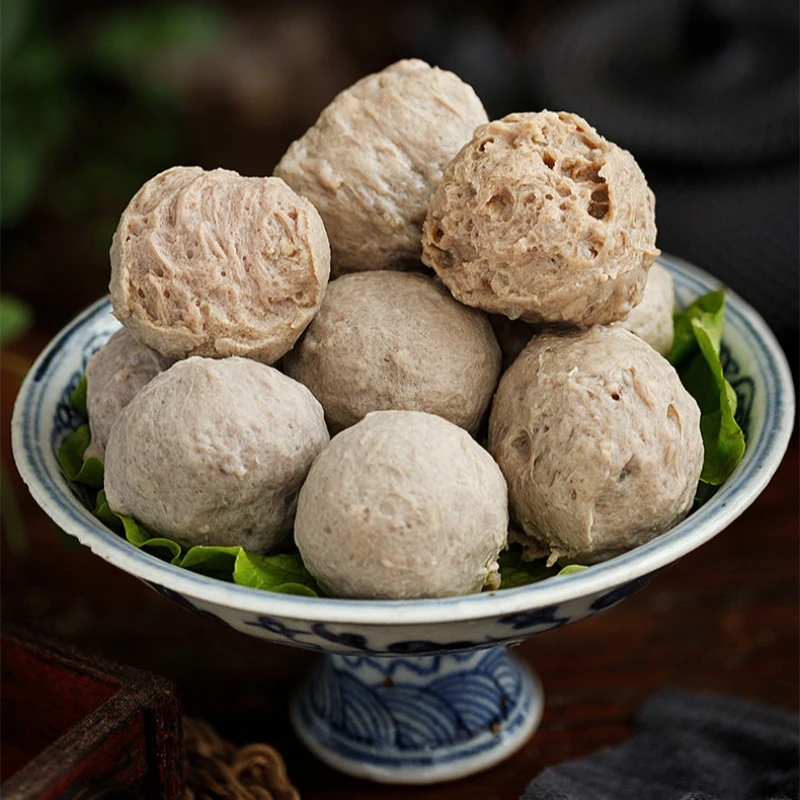 正宗牛肉丸牛筋丸肉含量90%煎炸火锅烧烤食材牛肉丸子