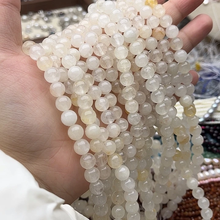 玛瑙/玉髓未镶嵌珠宝半成品2条8mm左右黄胶花