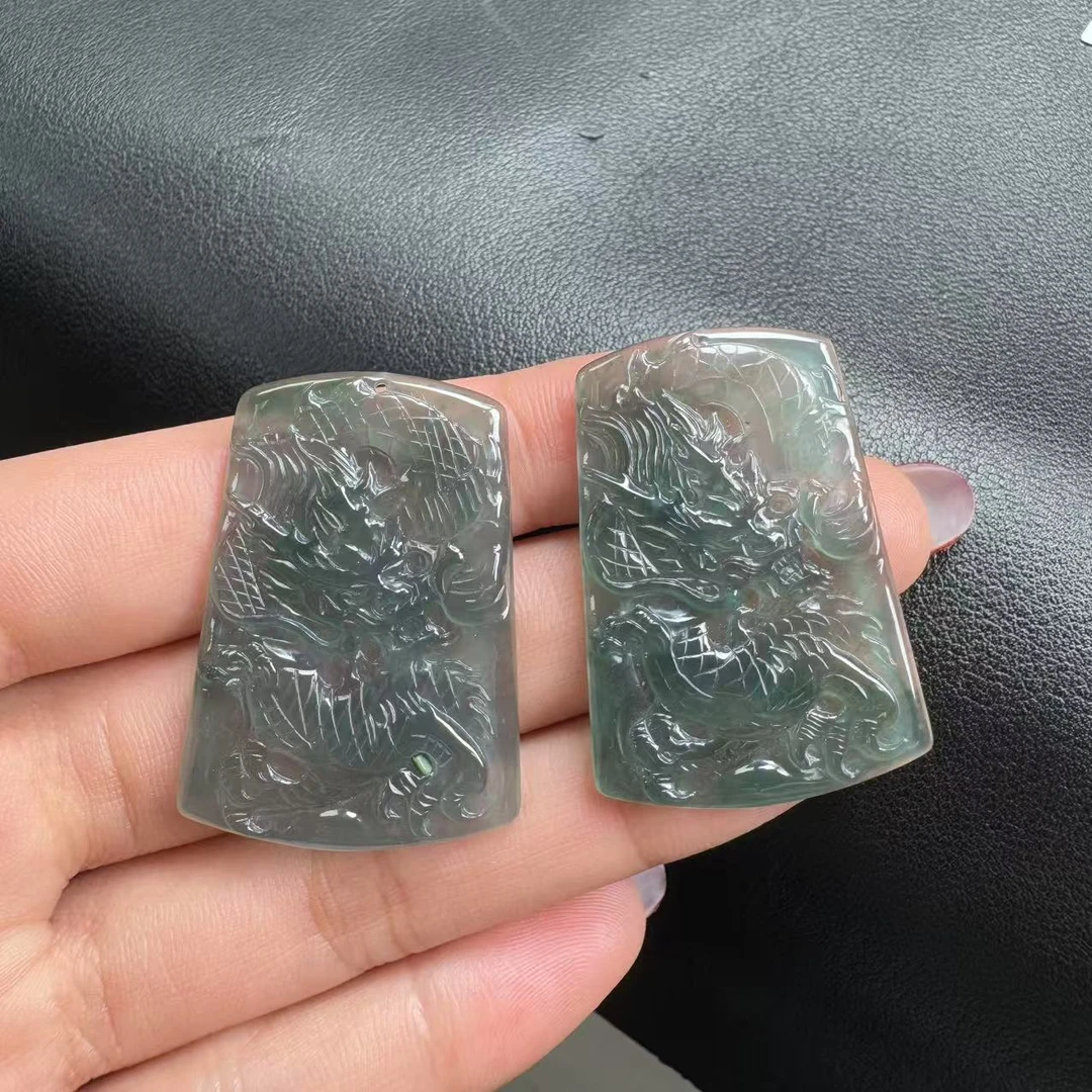 【玉经纶】32407/Q32-天然A货翡翠龙牌吊坠-多样性发其一