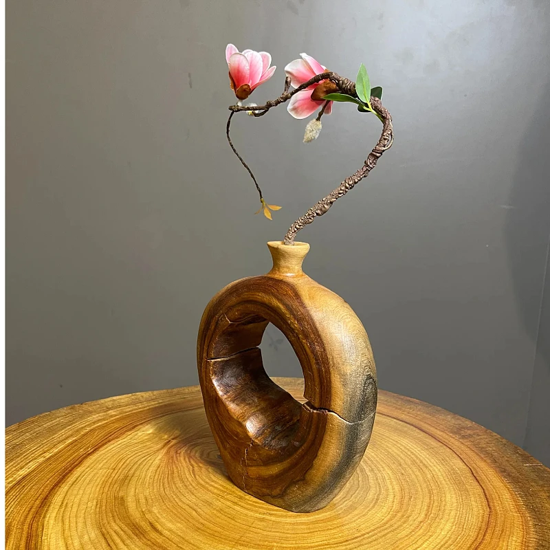 （直播间用链接）香樟木原木干泡台花瓶摆件