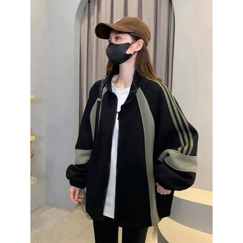 小香风高级感黑色卫衣女春秋韩版洋气百搭网红棒球服休闲运动外套