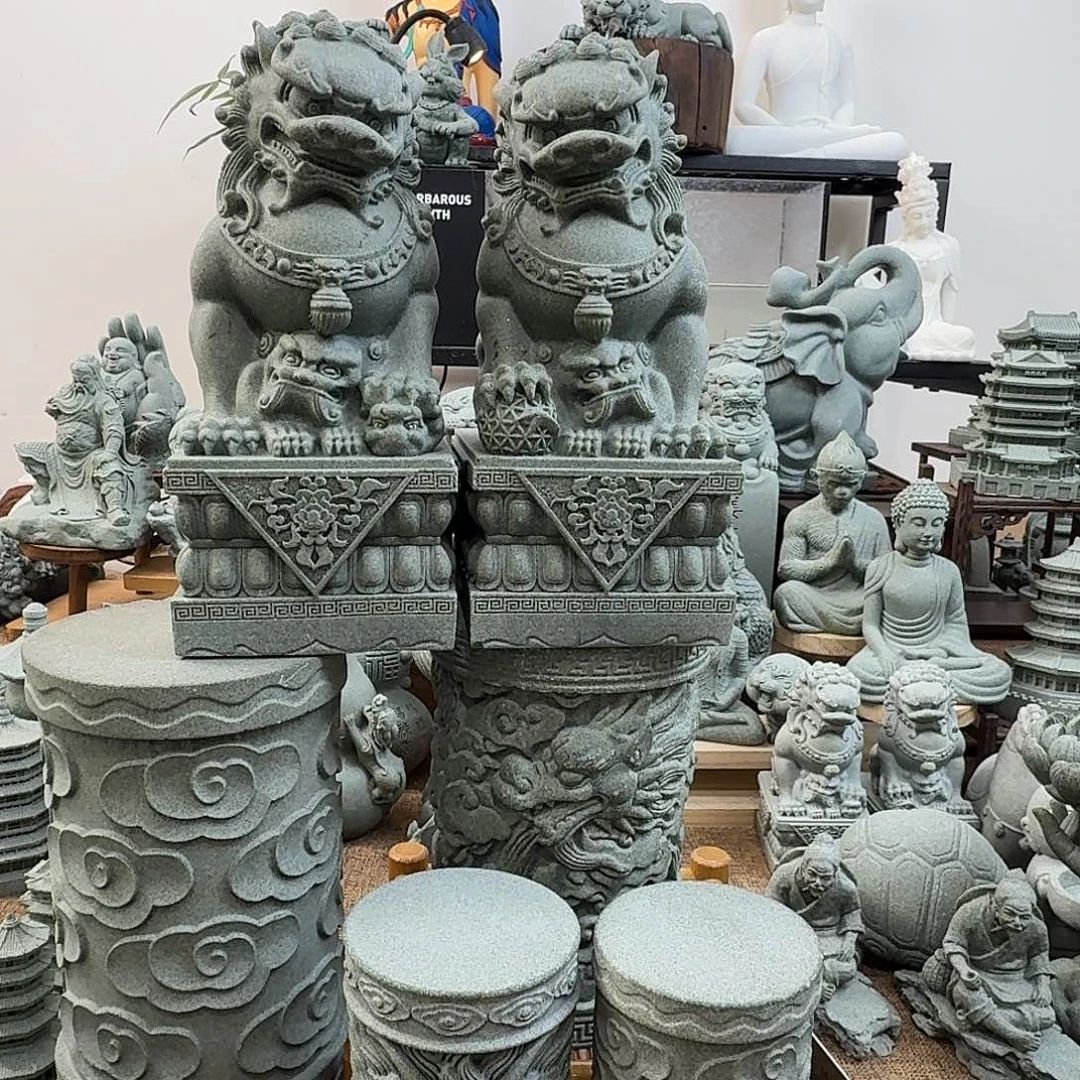 石材青砂石石狮子一对20
