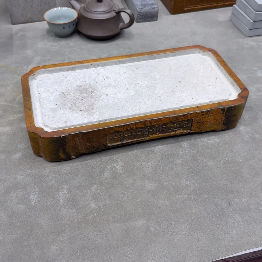 砖雕32-16 老料大漆蜗角茶盘