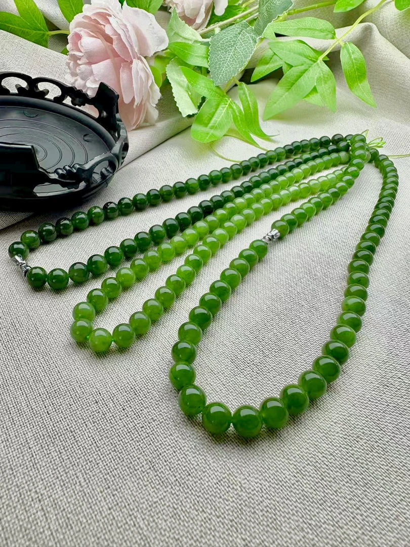 纯天然俄料细微黑点卡8和10和田玉碧玉妈妈链多样性发货拍一发一