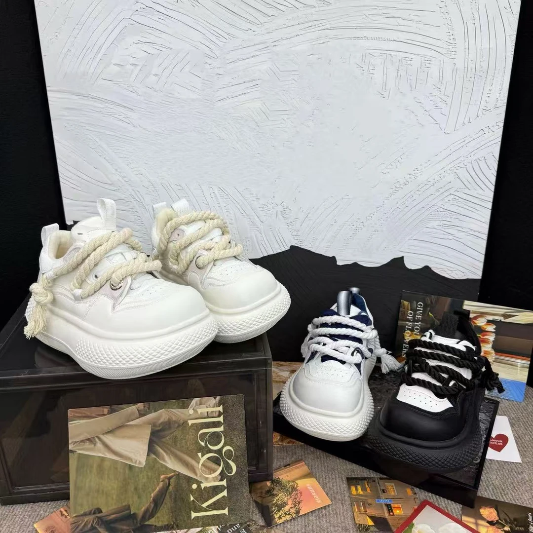 【雪】2025冬季新款真皮透气四季网老爹鞋女厚底增高显瘦显脚鞋女雪